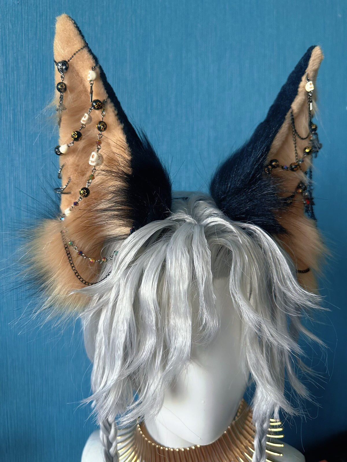 Doberman Ears Headband with Gothic Chains