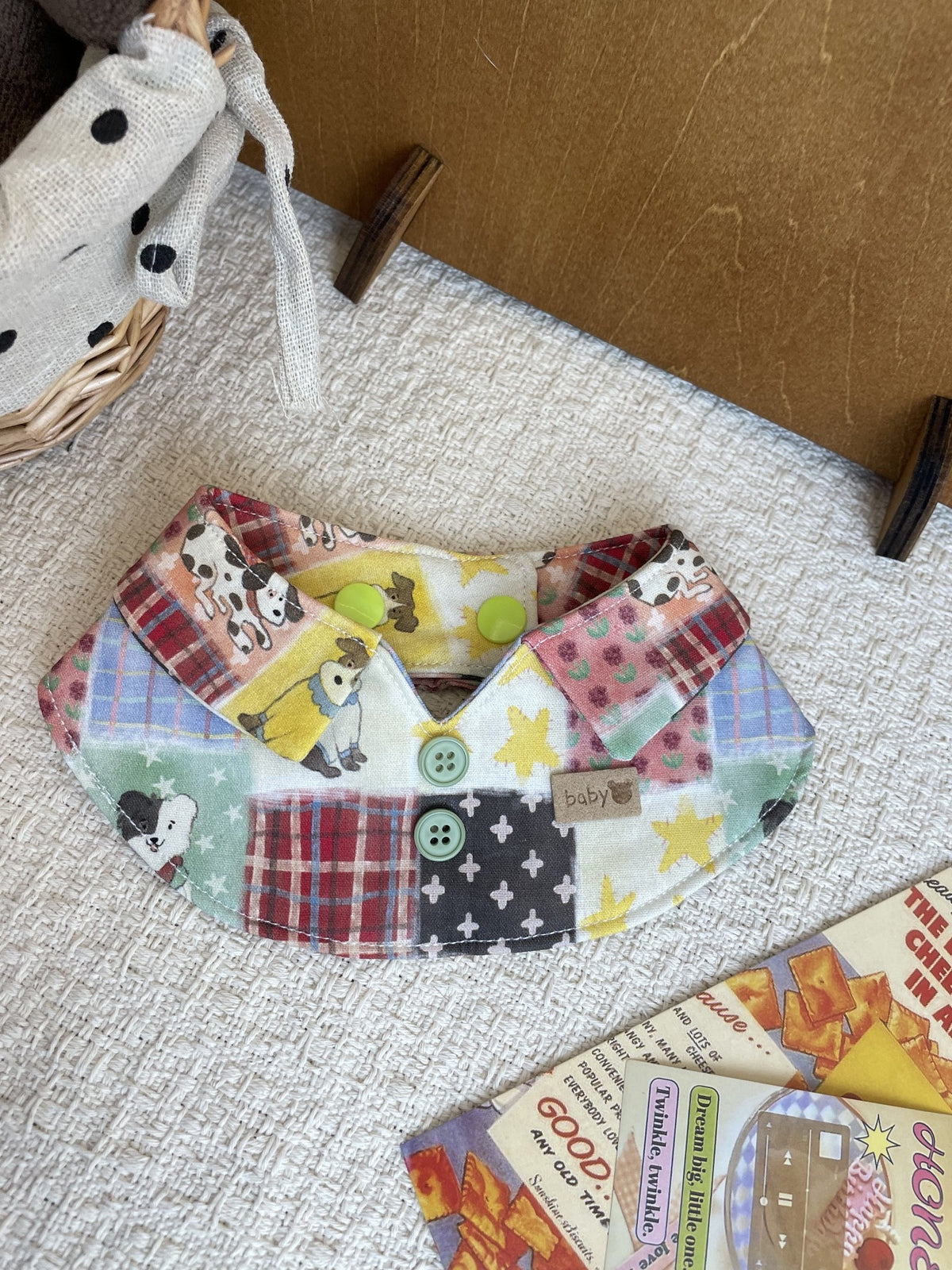 Patchwork Dog Shirt Collar Pet Bib