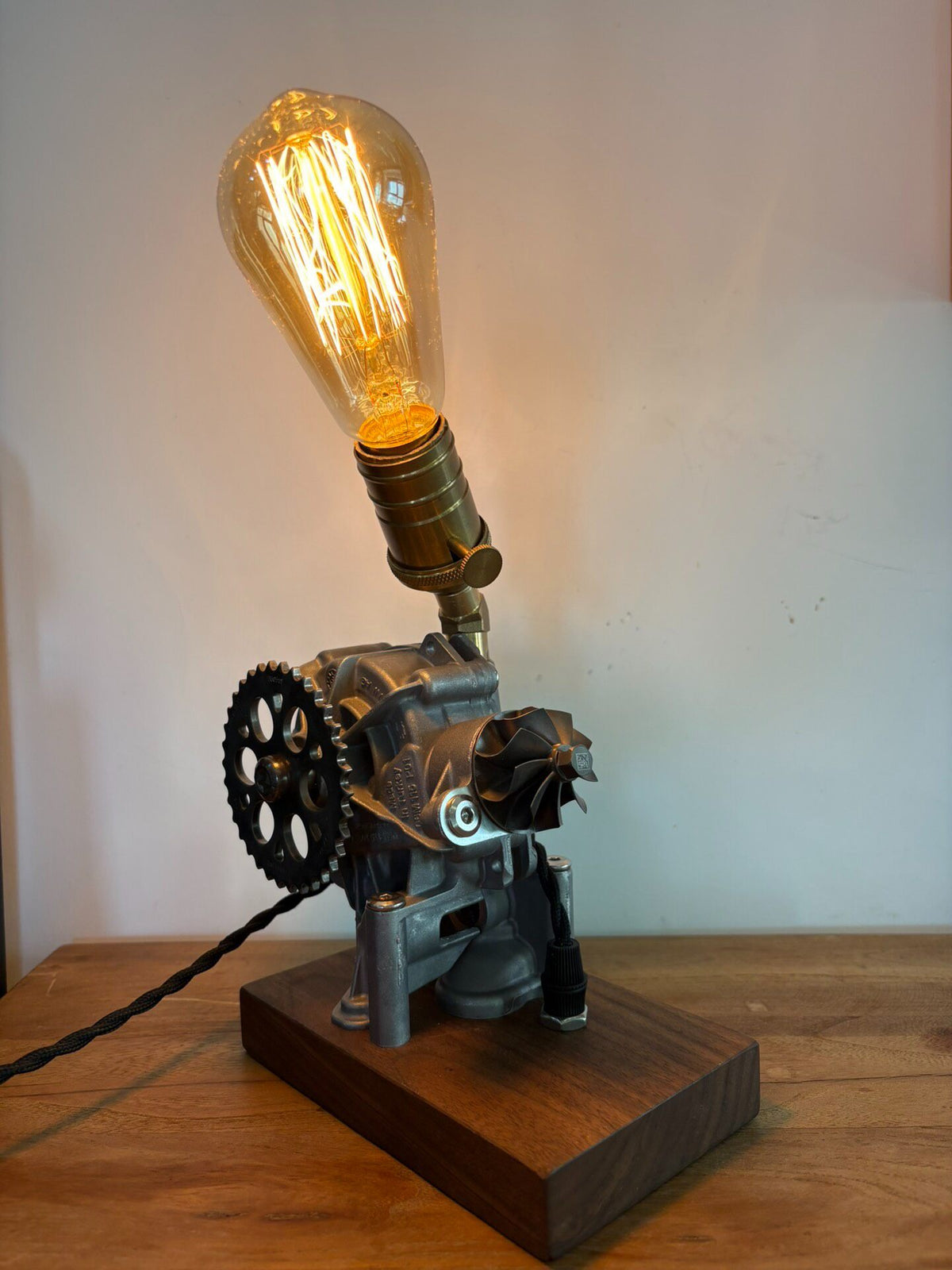 Steampunk Mechanical Desk Lamp with Edison Bulb