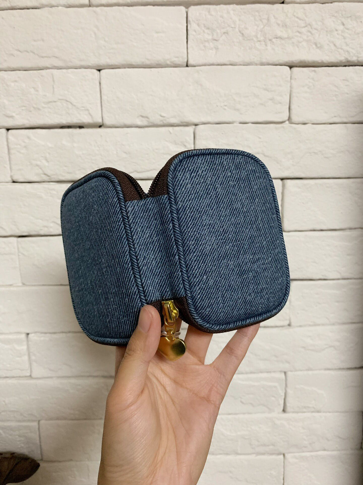 Denim Pouch with Detachable Zipper Pocket