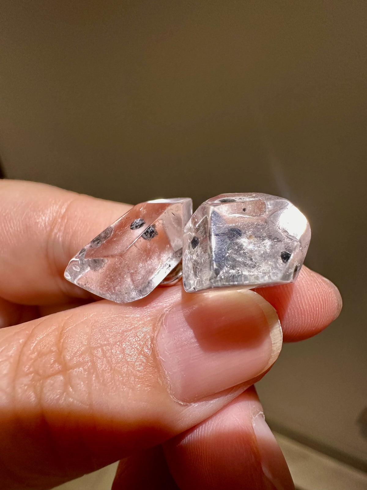 Herkimer Diamond Earrings Black Mica Inclusions