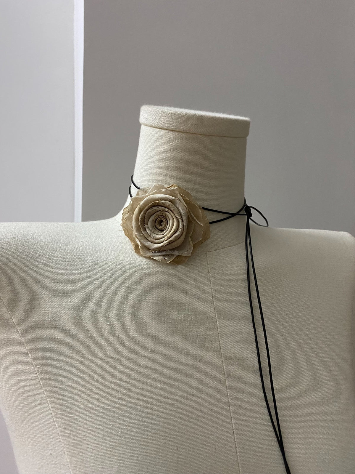Handmade Tie Dye Fabric Rose Choker Necklace