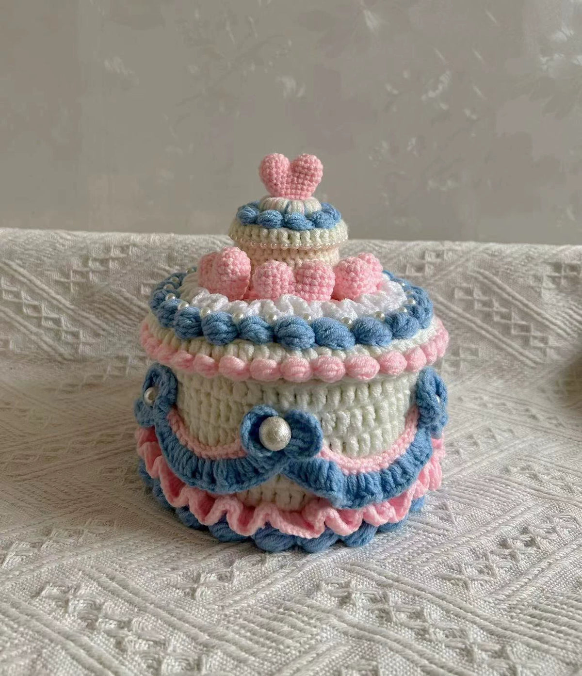 Scatola Contenitore Torta con Cuore Rosa e Azzurro