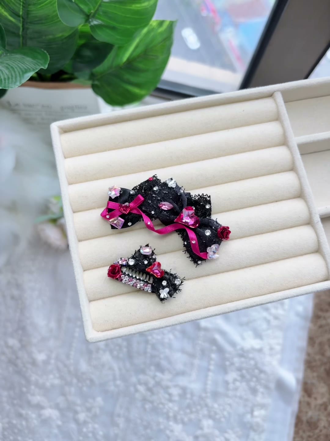 Black Bow Hair Clip Set for Small Dogs