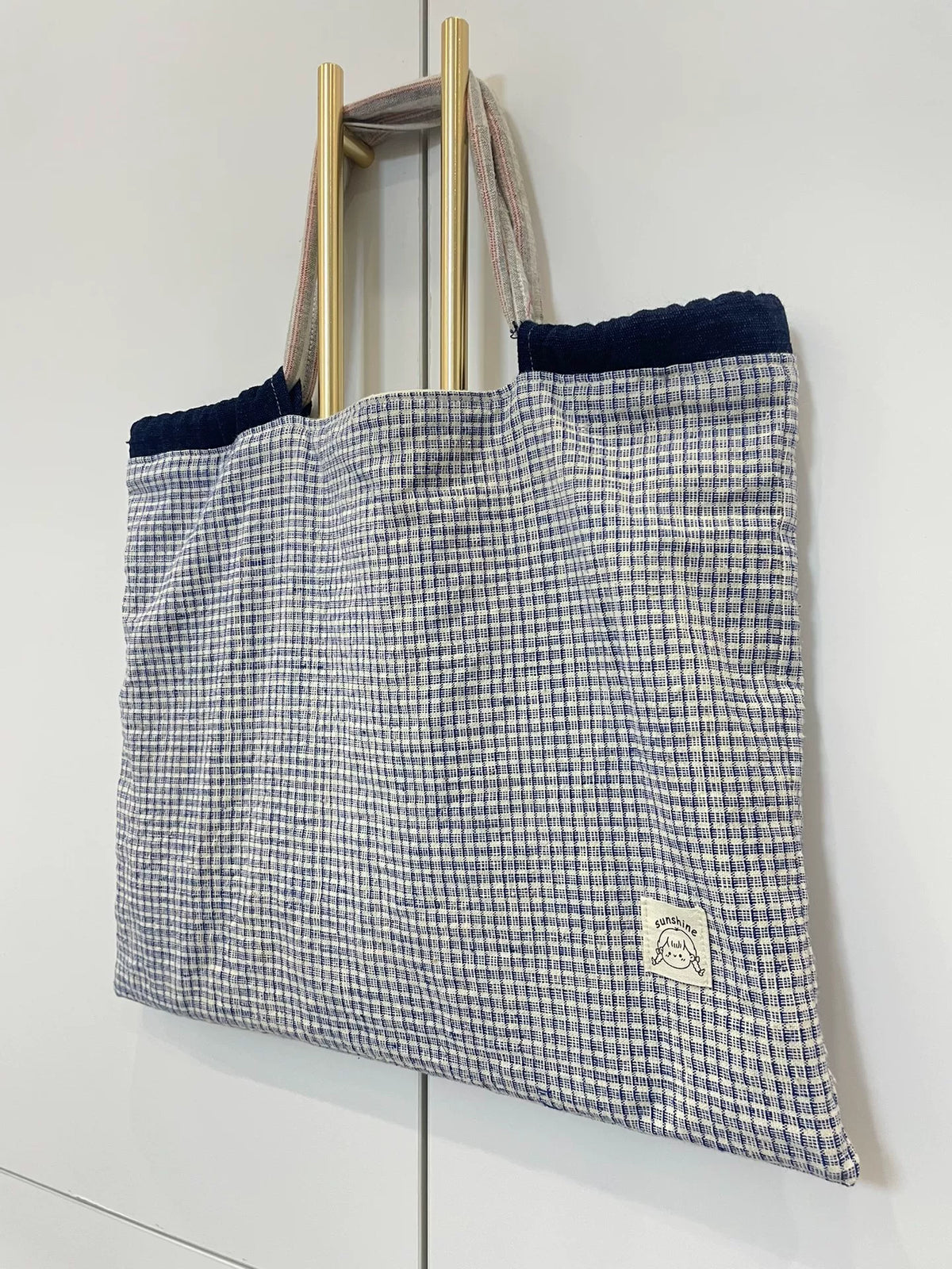 Handgefertigte Baumwolltasche im Karo