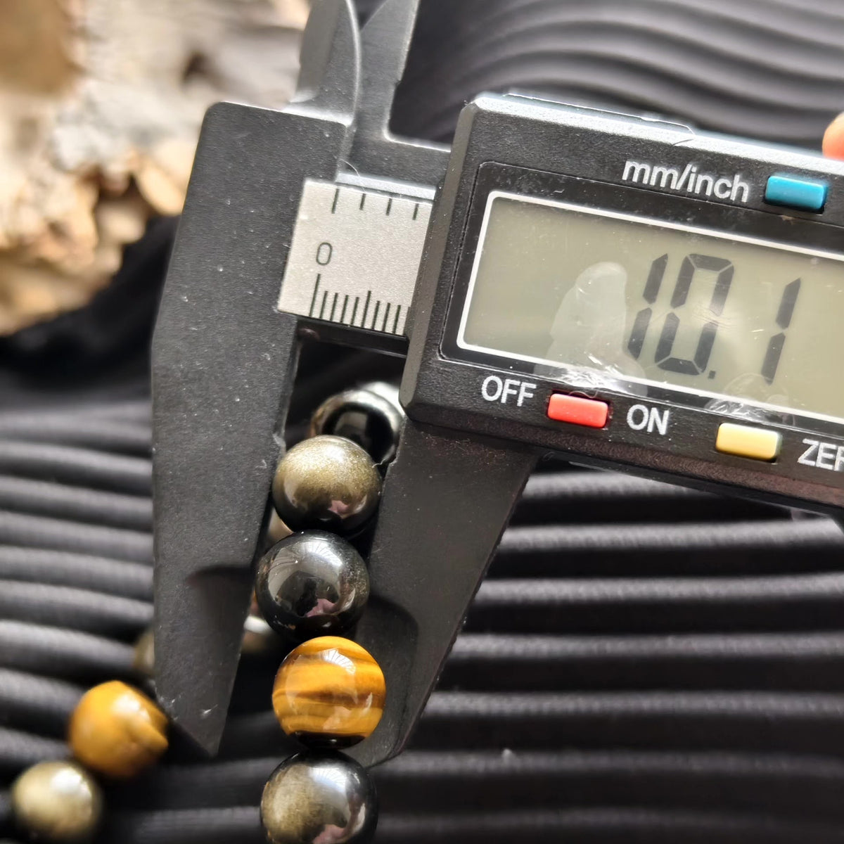 Gold Obsidian Yellow Tiger Eye Beaded Bracelet 10mm