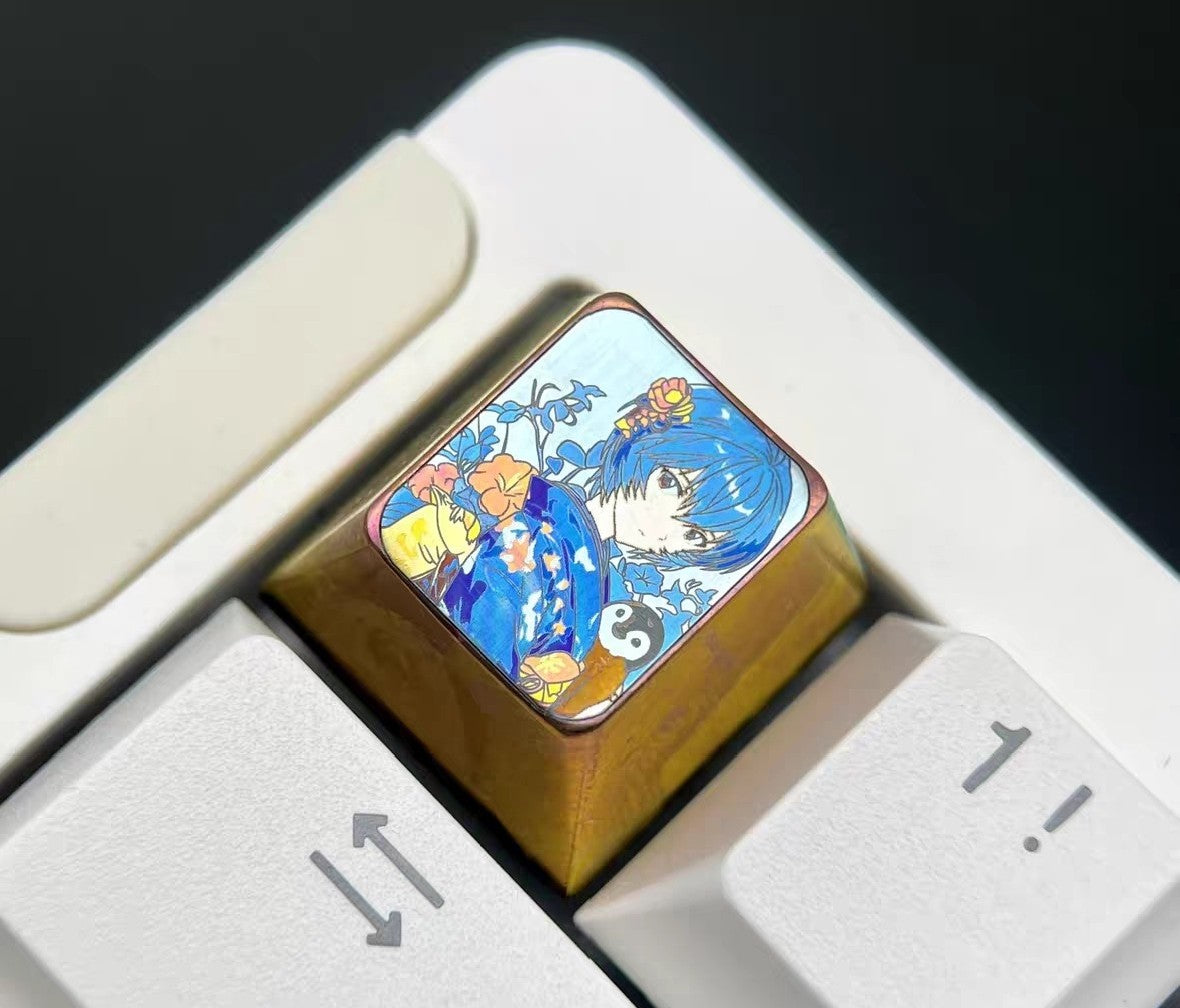 EVA Asuka Rei 1u Titanium Alloy Artisan Keycap