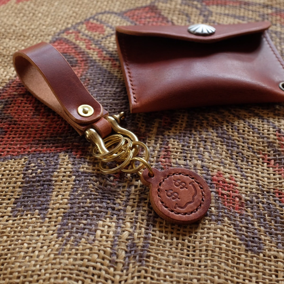 Leather Card Holder and Coin Pouch with Keyring