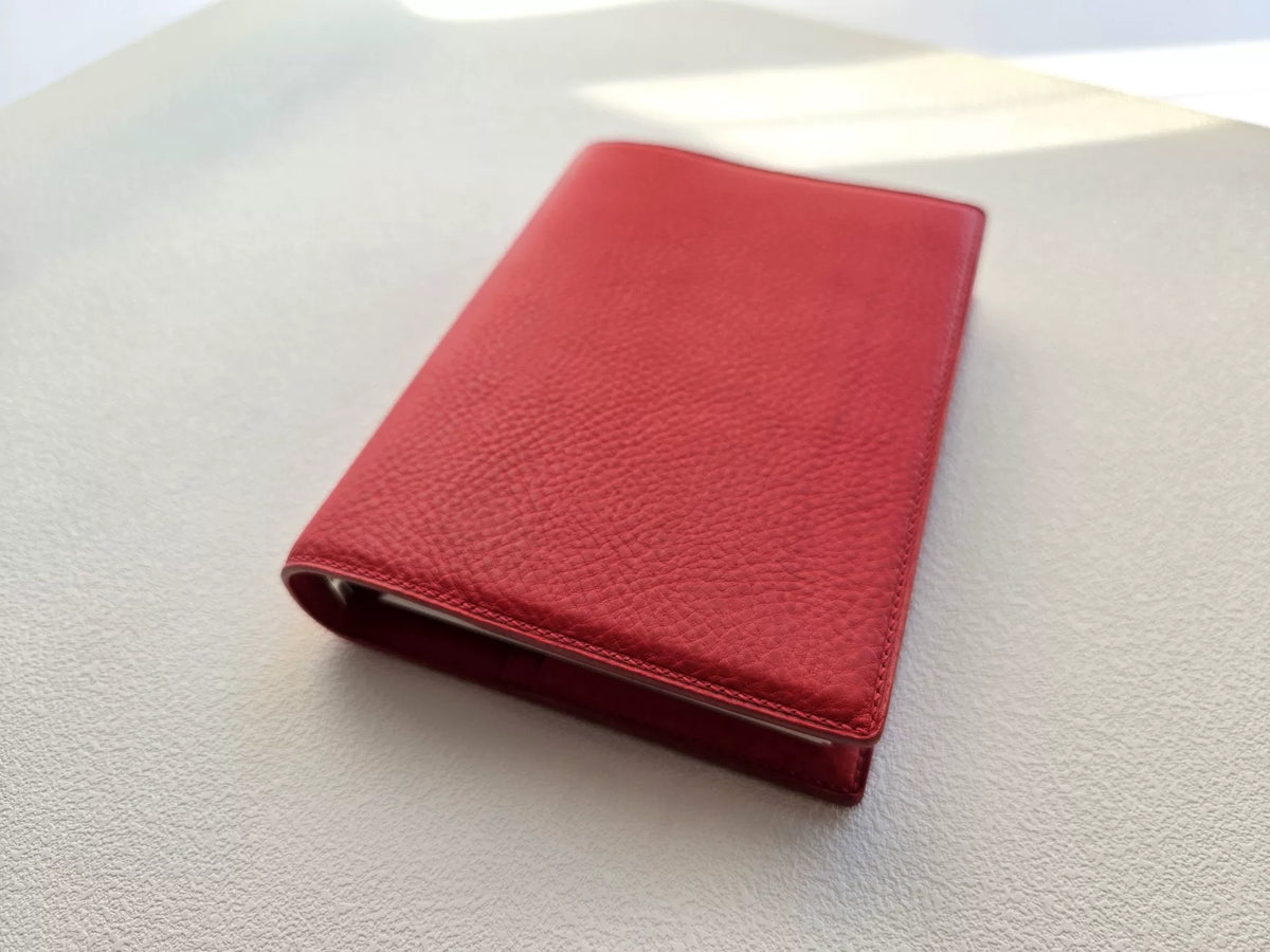 A6 Mbox Red Leather Bifold Planner Binder