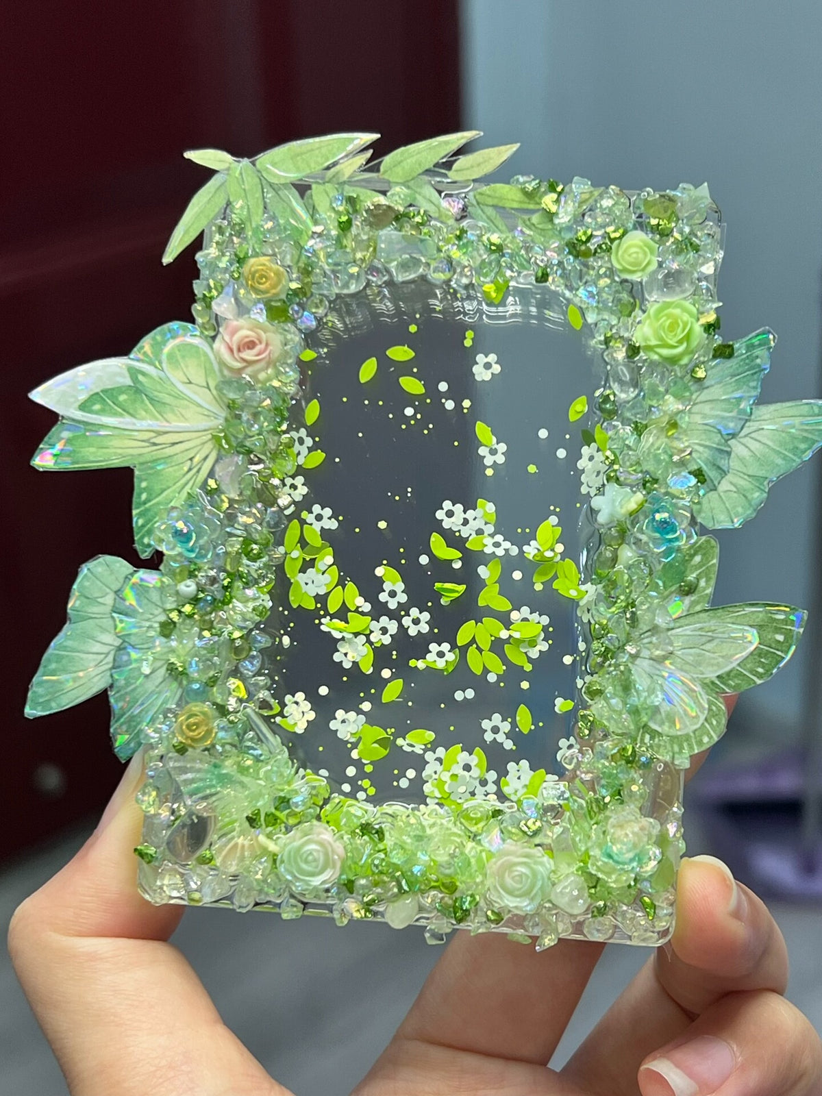 Liquid Shaker Card Brick met Drijende Bloemensequins