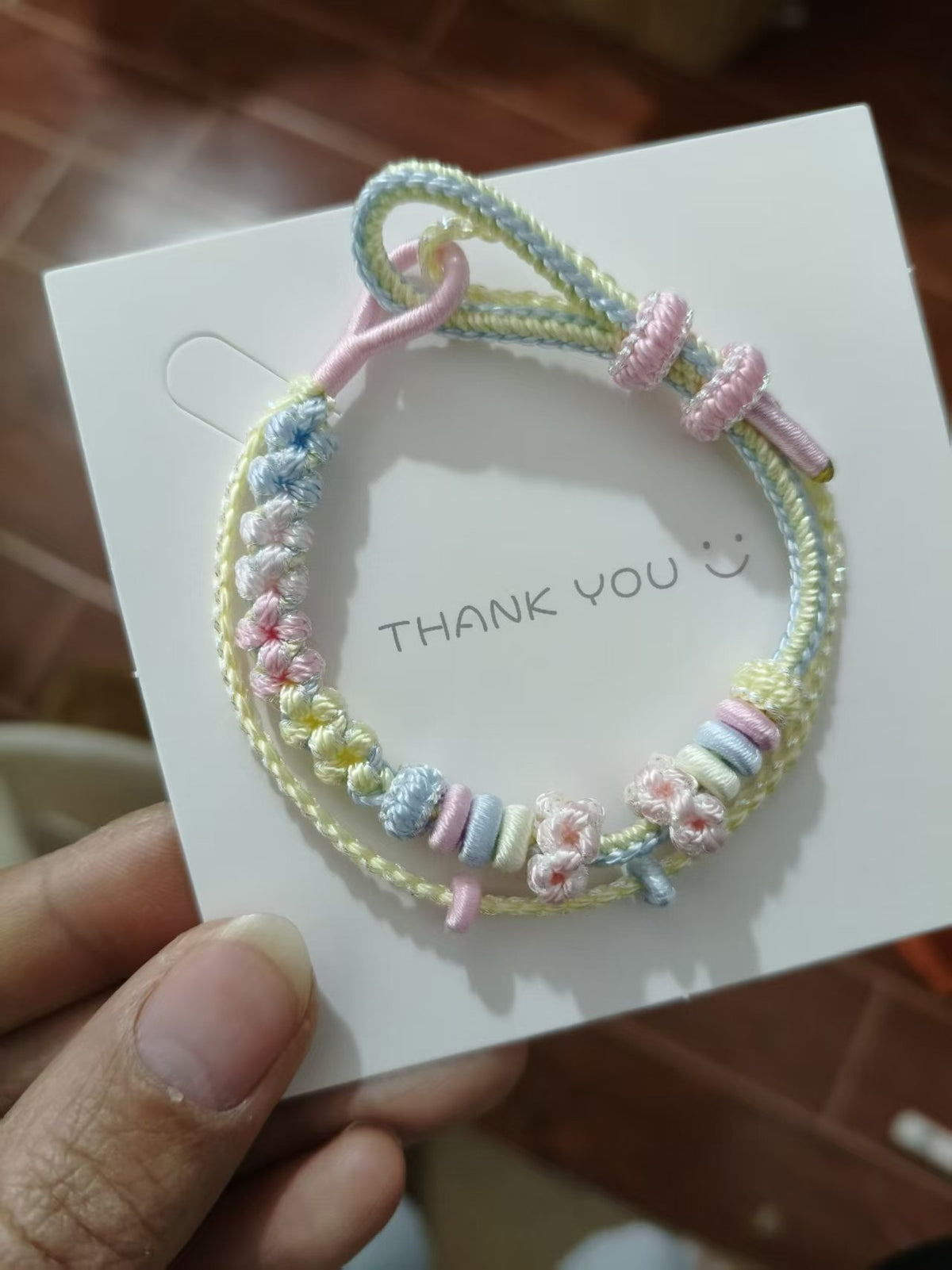 Handwoven Rainbow Gradient Bracelet with Adjustable Knot