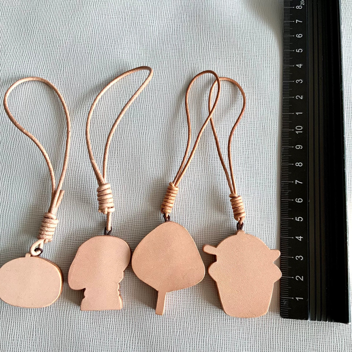 Hand Painted Leather Tea Charm Keyring