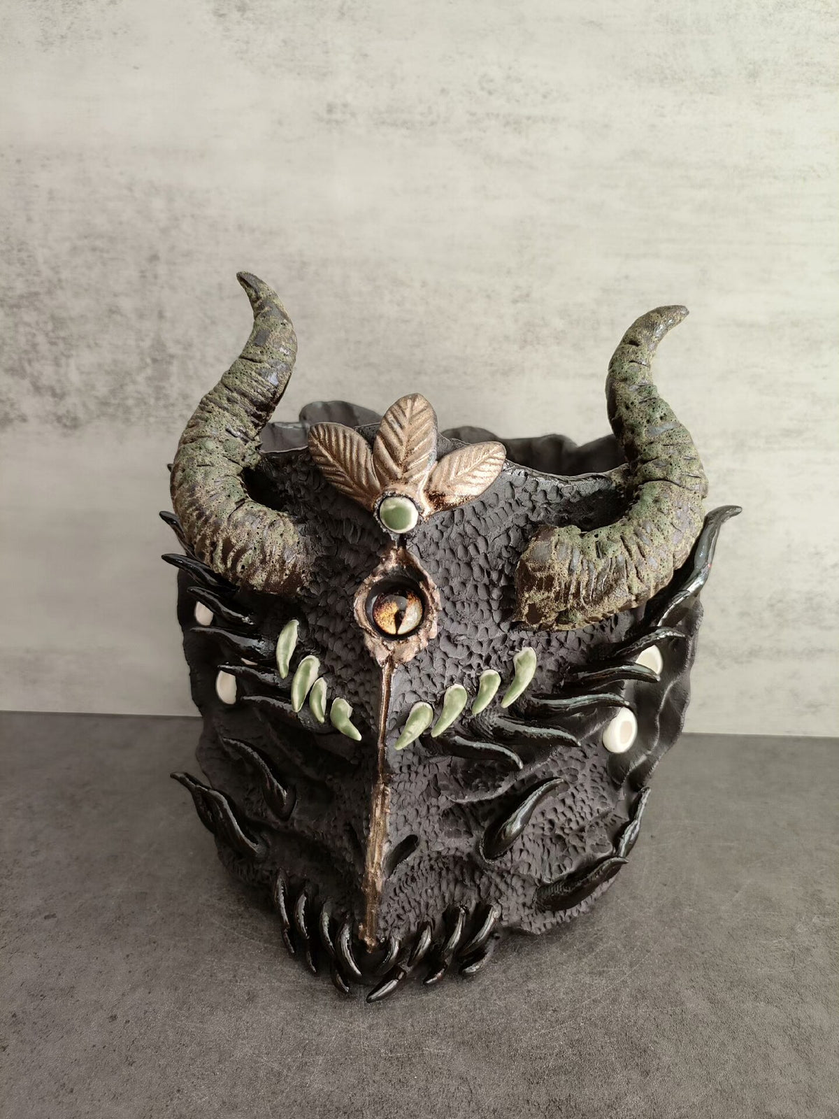 Ceramic Dragon Eye Planter with Thorns