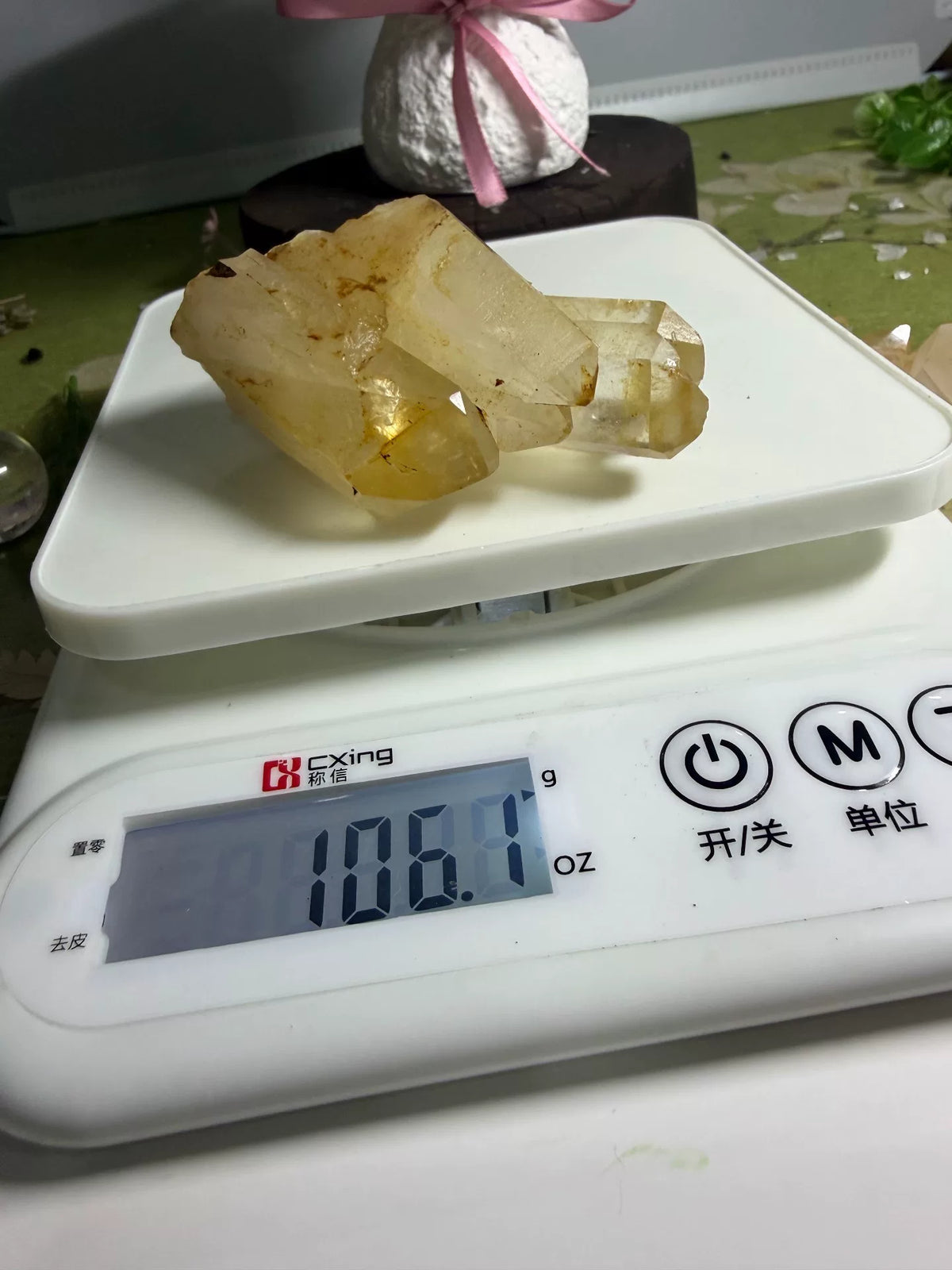 Yellow Crystal Bonsai in White Ceramic Bowl