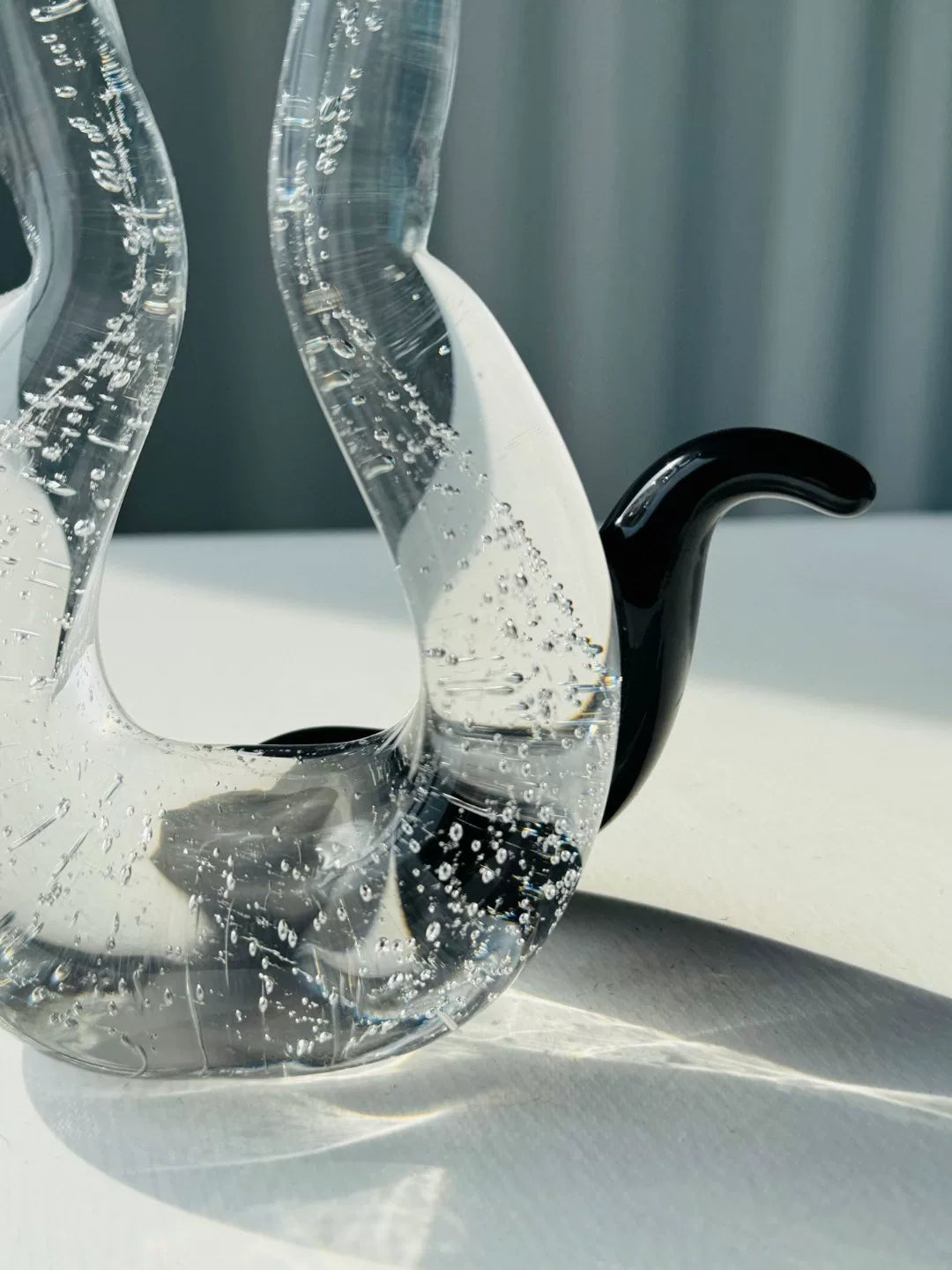 Clear Glass Cat Figurine with Bubbles