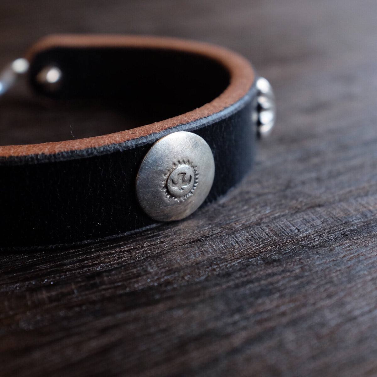 Leather Wristband with Silver S Hook