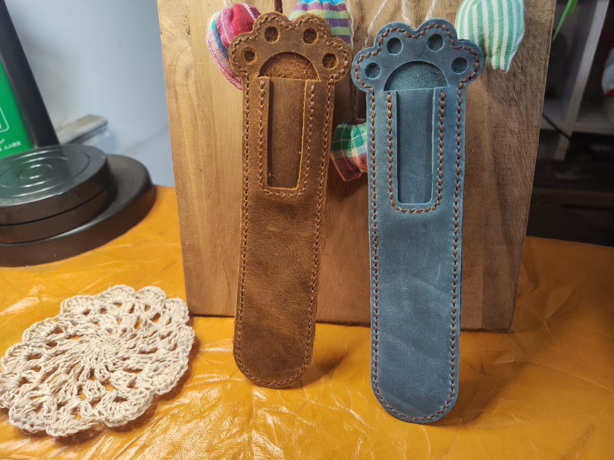Cat Paw Cowhide Leather Pen Case