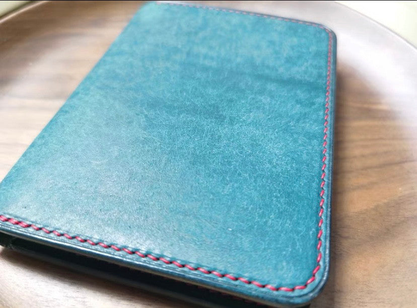 Mini Pueblo Leather Card Holder with Contrast Stitching