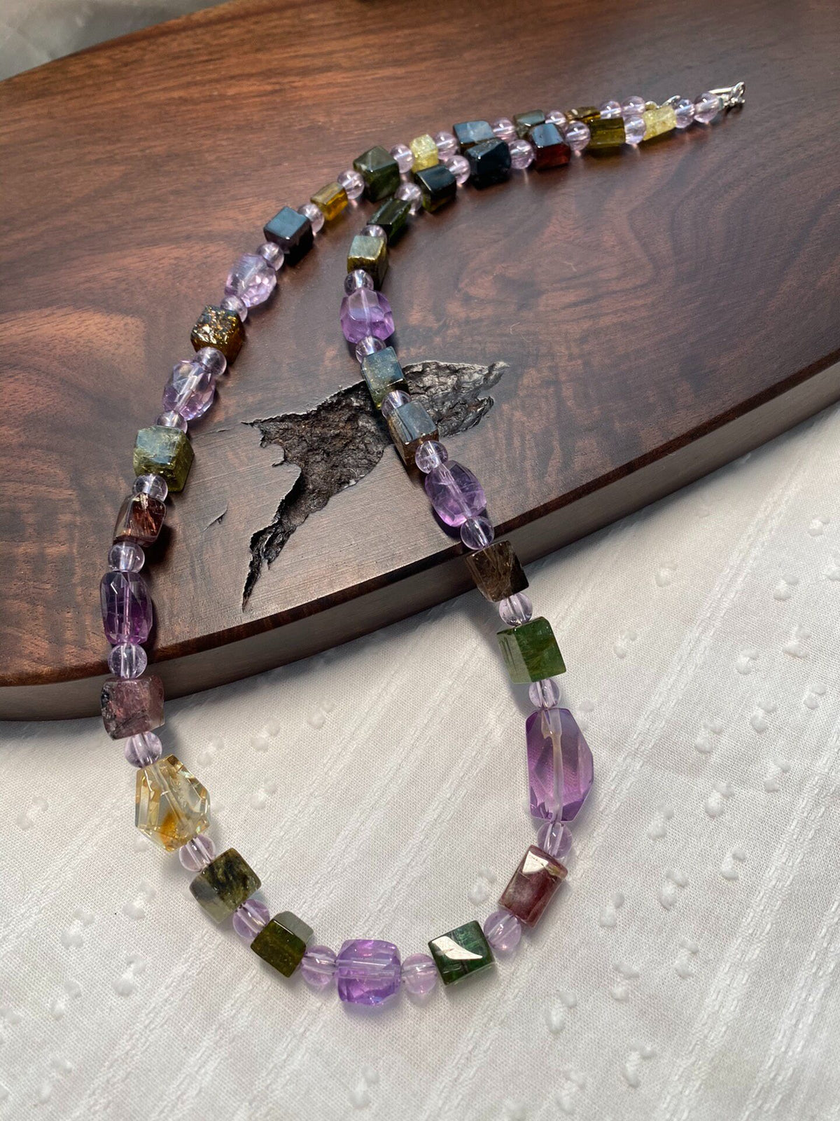 Tourmaline Amethyst Citrine Beaded Necklace