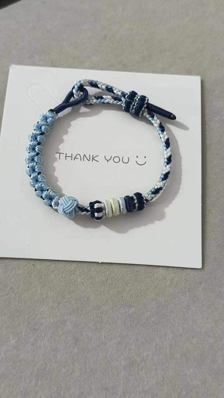 Handwoven Blue White Cord Bracelet