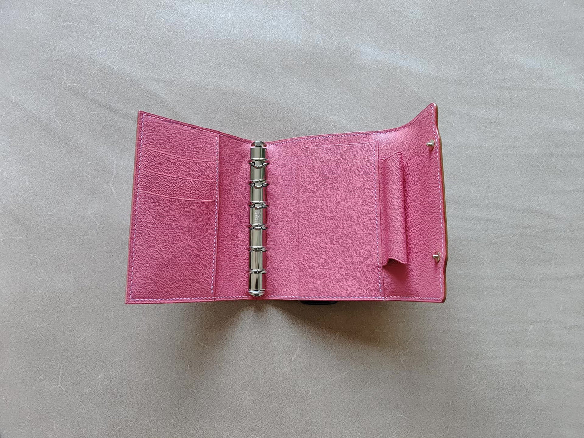 A7 Knox Tri-Fold Planner Pink Bridle Leather