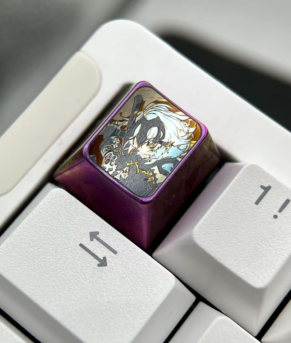 Titanium Alloy Anime Keycap with Iridescent Finish