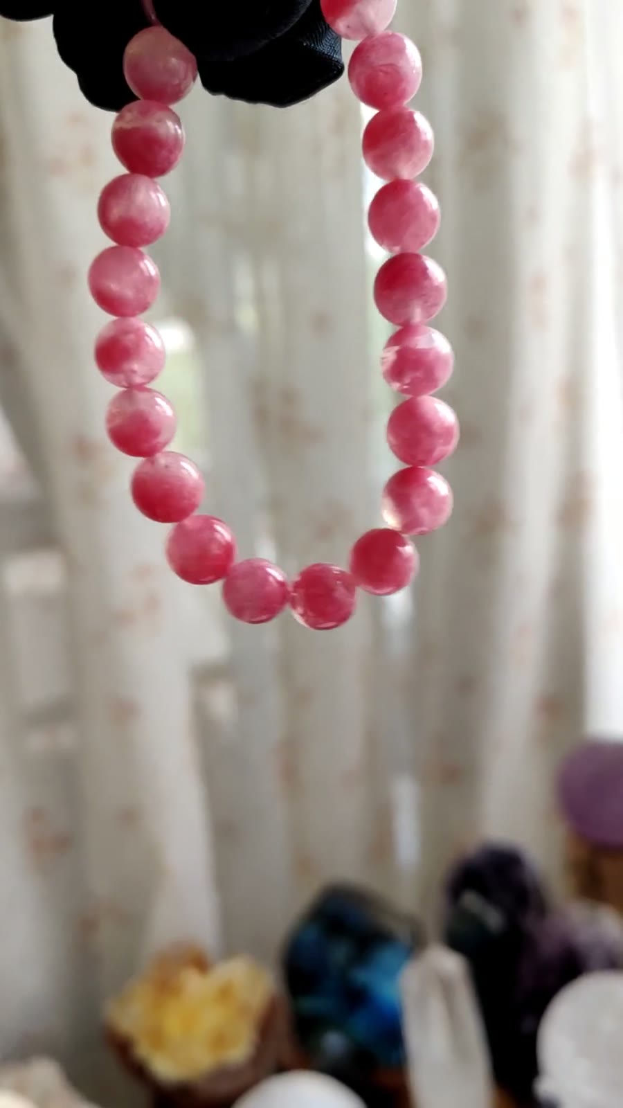 Brazilian Rhodonite Beaded Bracelet 8mm