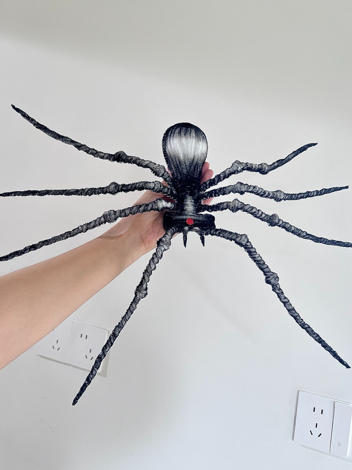 Handcrafted Black Chenille Spider Plush