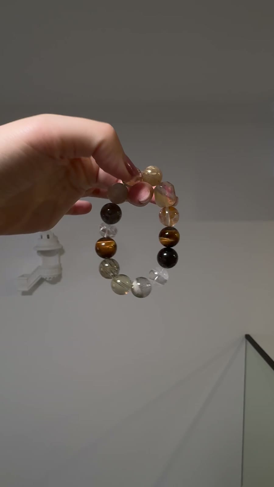Mixed Crystal Beaded Bracelet with Cube Accent