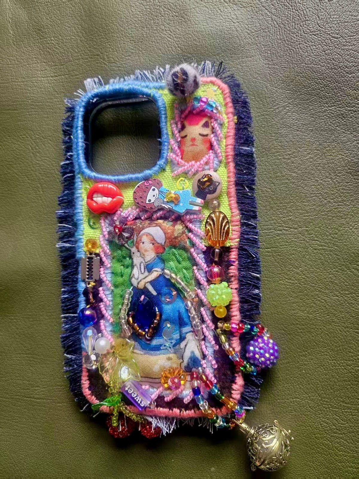 Handcrafted Beaded Fabric Phone Case