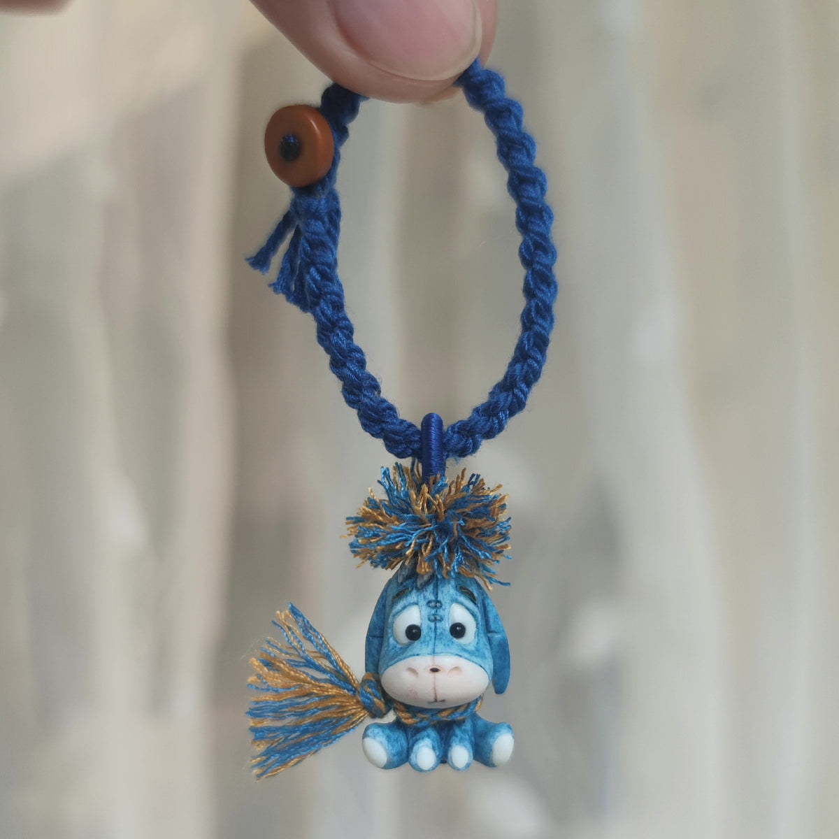 Hand Carved Deer Antler Blue Donkey Charm