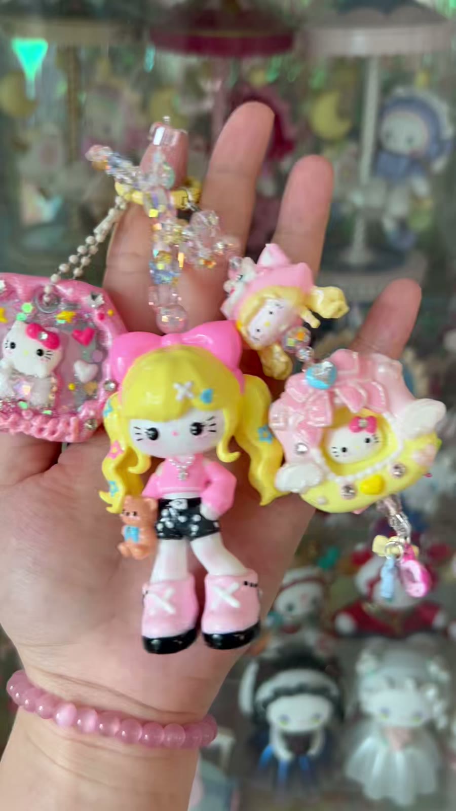 ハンドメイド ハローキティ ドール スマチャーム キーホルダー
