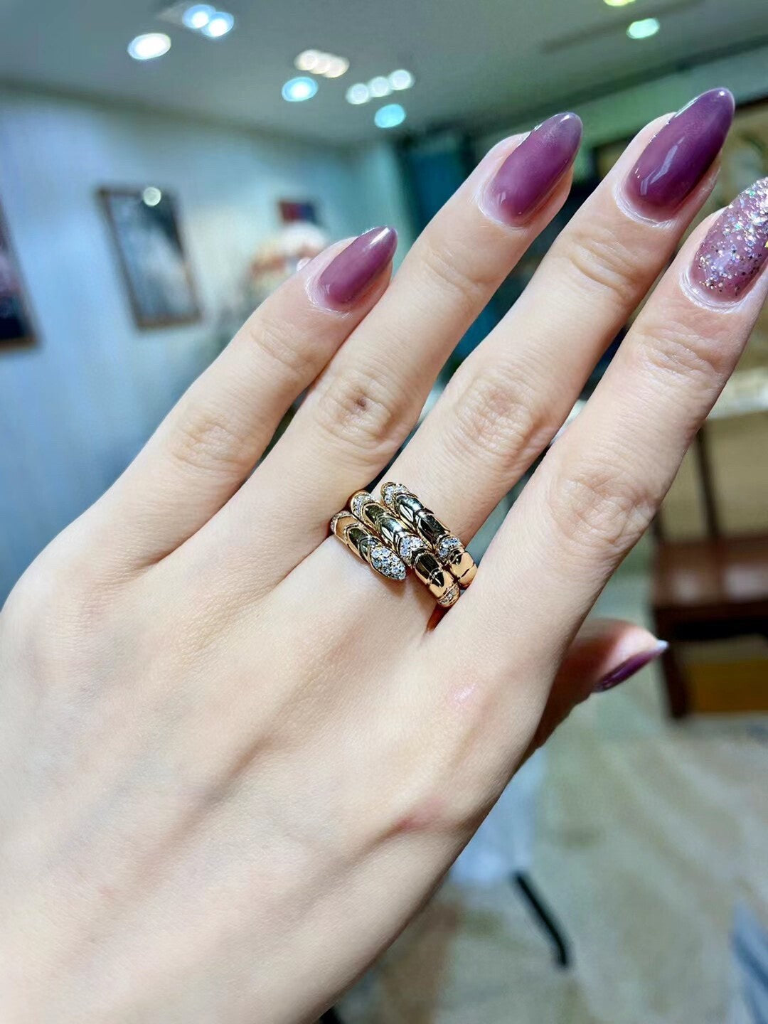 18K Gold Diamond Snake Ring