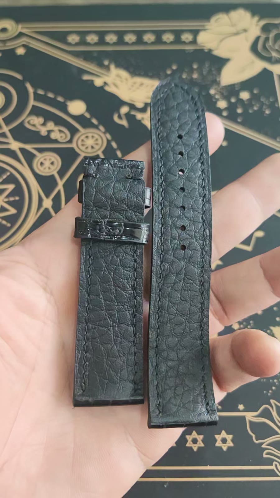 Genuine Leather Watch Strap with Crocodile Texture