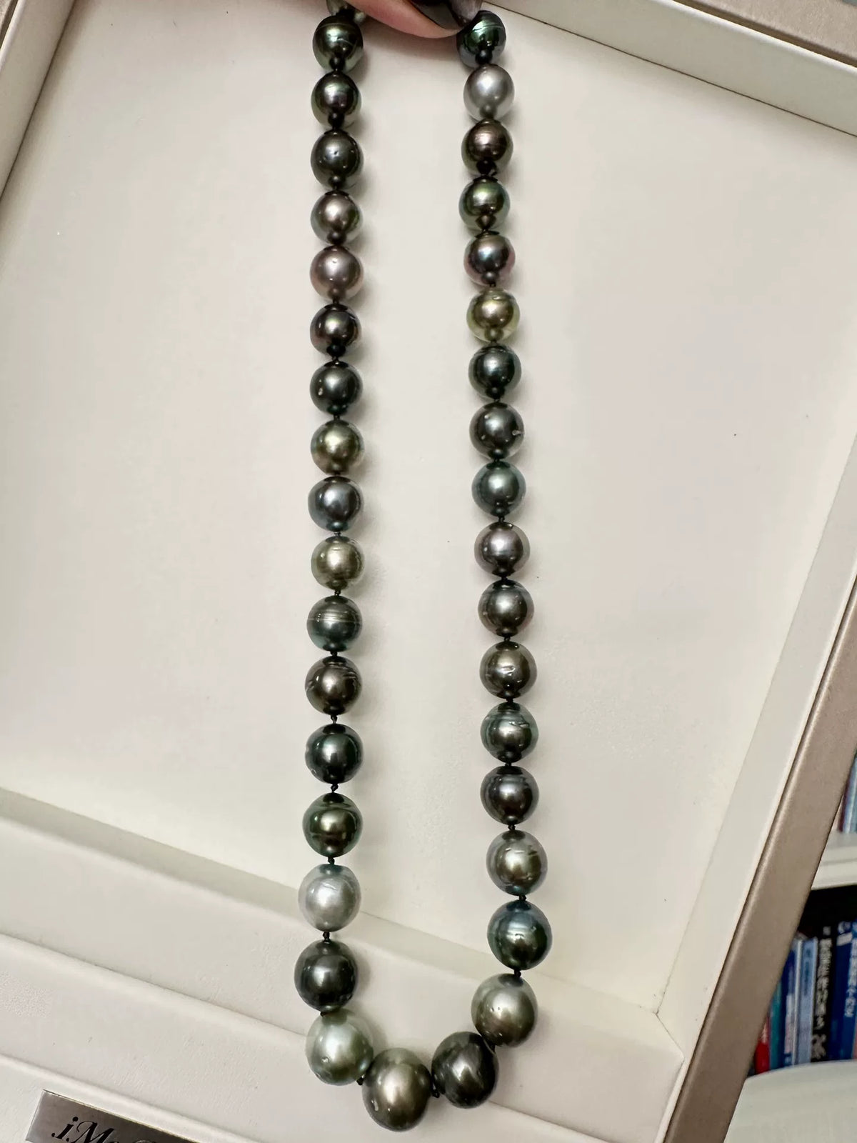 Collier de perles de Tahiti rond multicolore 9,8 à 12,7 mm
