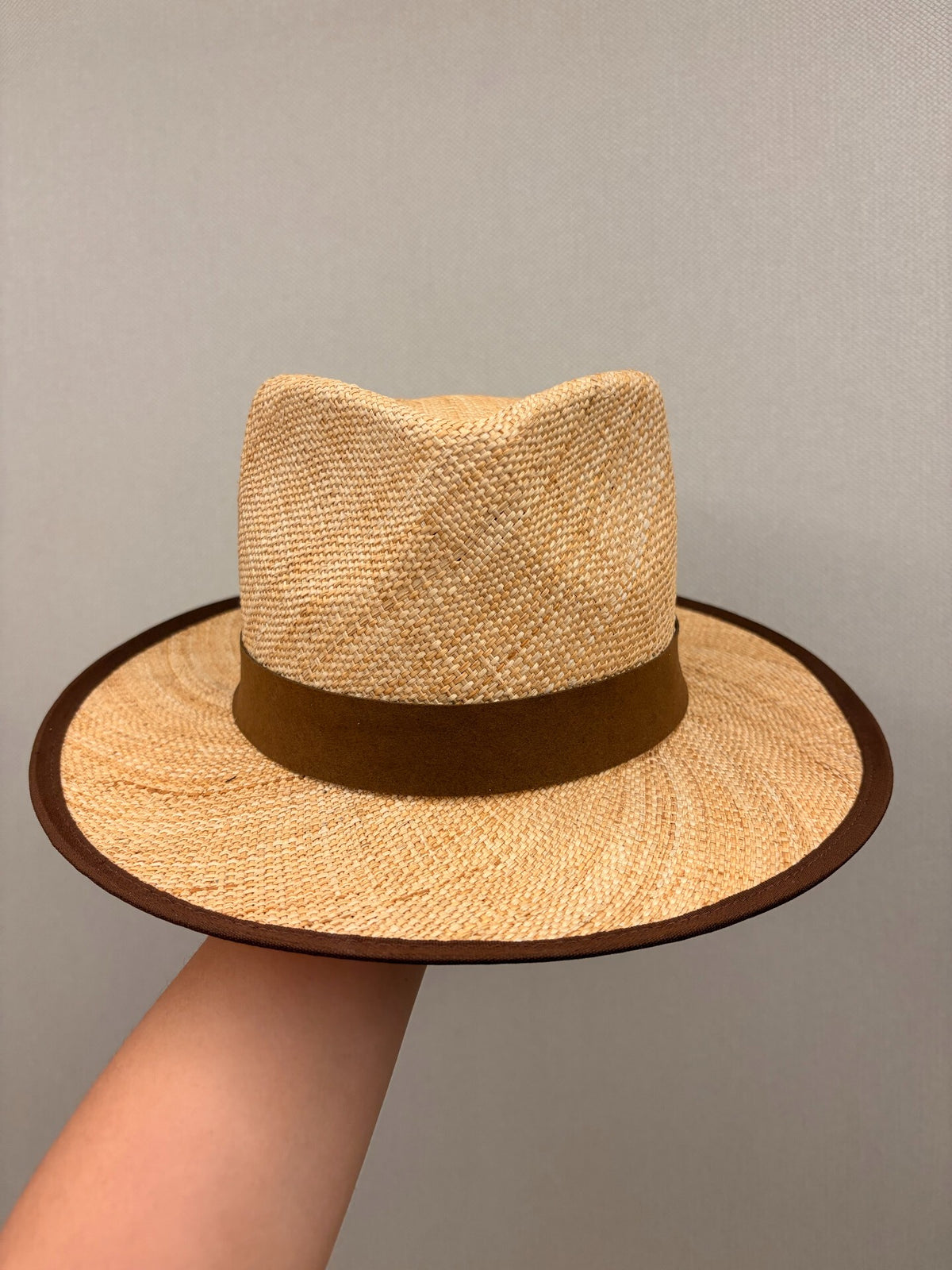 Handwoven Natural Grass Wide Brim Fedora Hat