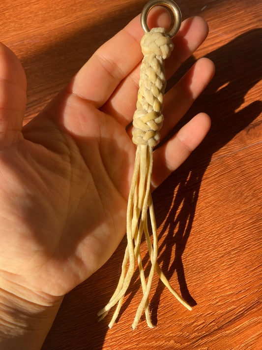 Handcrafted Leather Braided Whip Charm Keychain