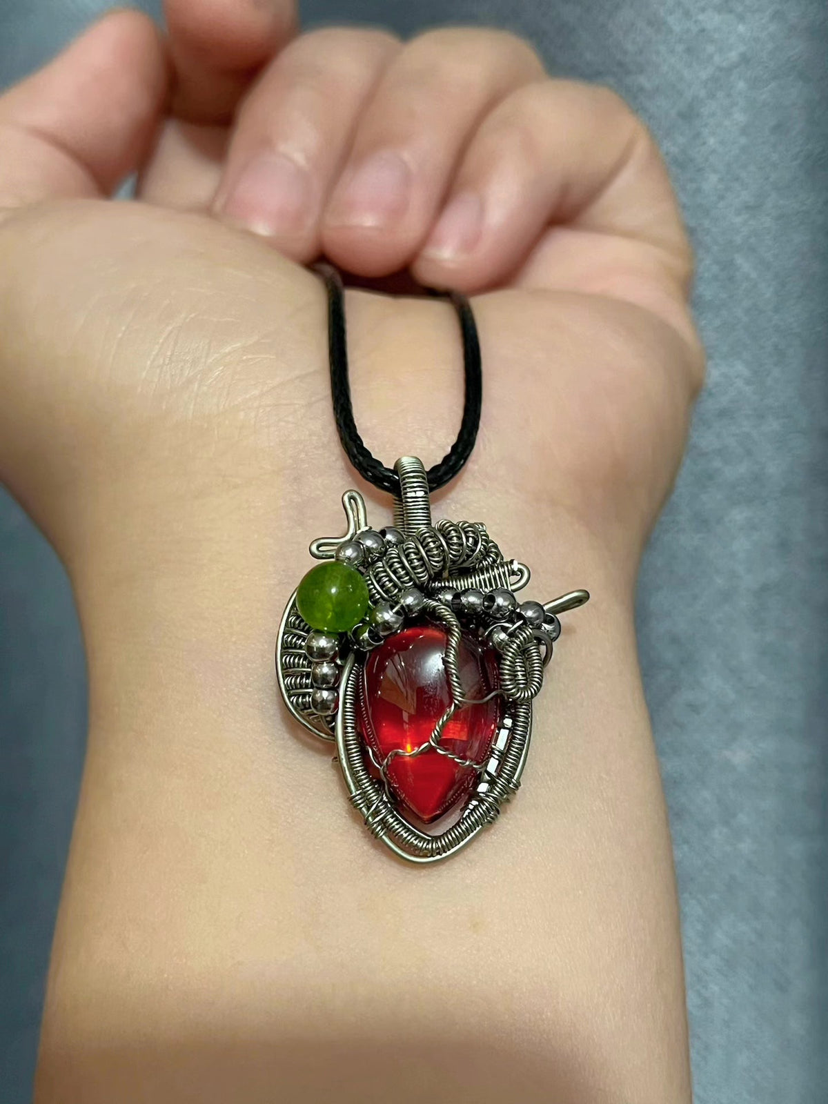 Wire Wrapped Heart Pendant Necklace