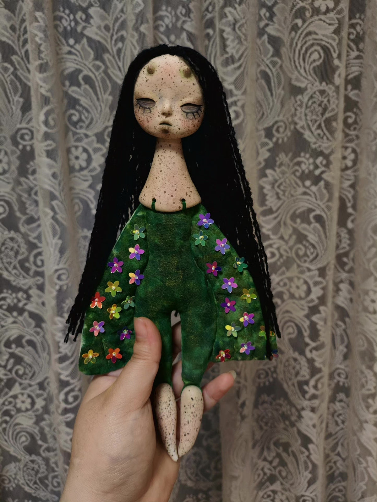 Handcrafted Moth Witch Art Doll
