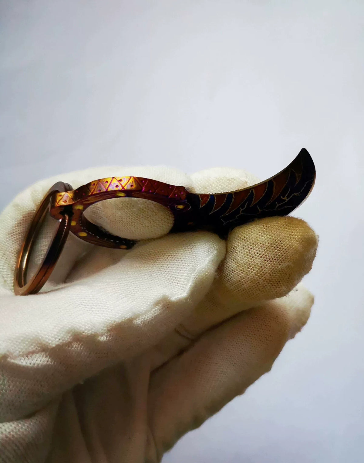 TC21 Titanium Karambit Keychain Hand Carved
