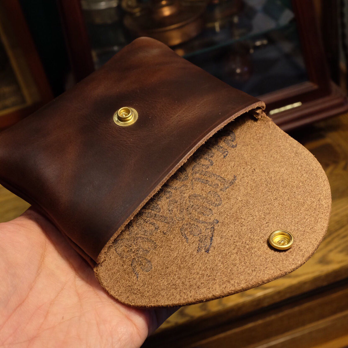 Leather Pouch with Brass Snap