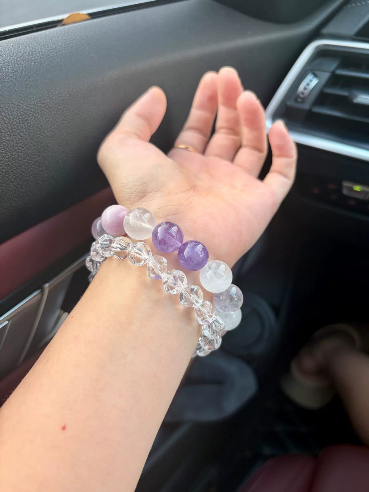 Bracciale con perle di ametista e kunzite
