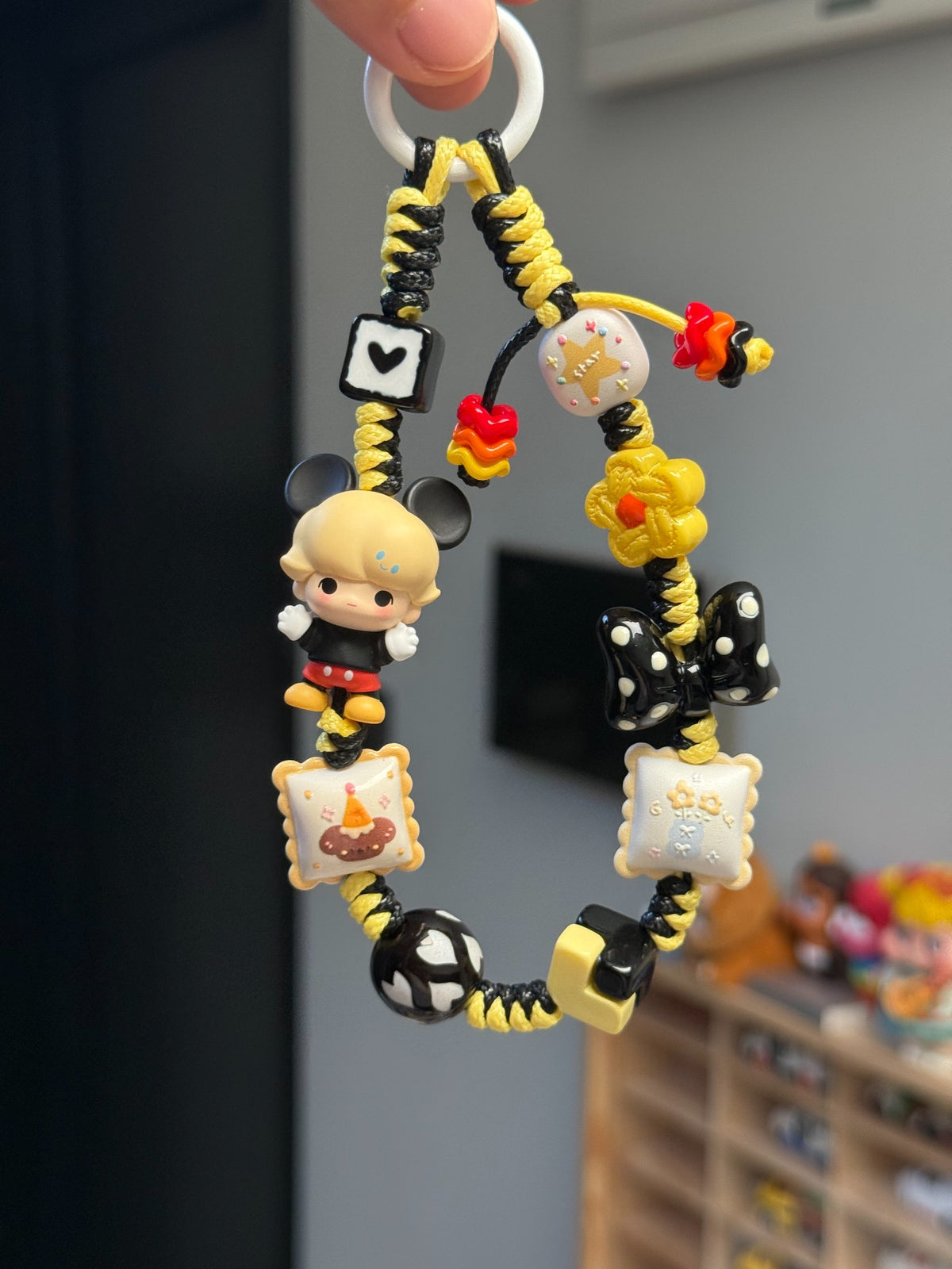 Dimoo Mickey Braided Cord Phone Charm