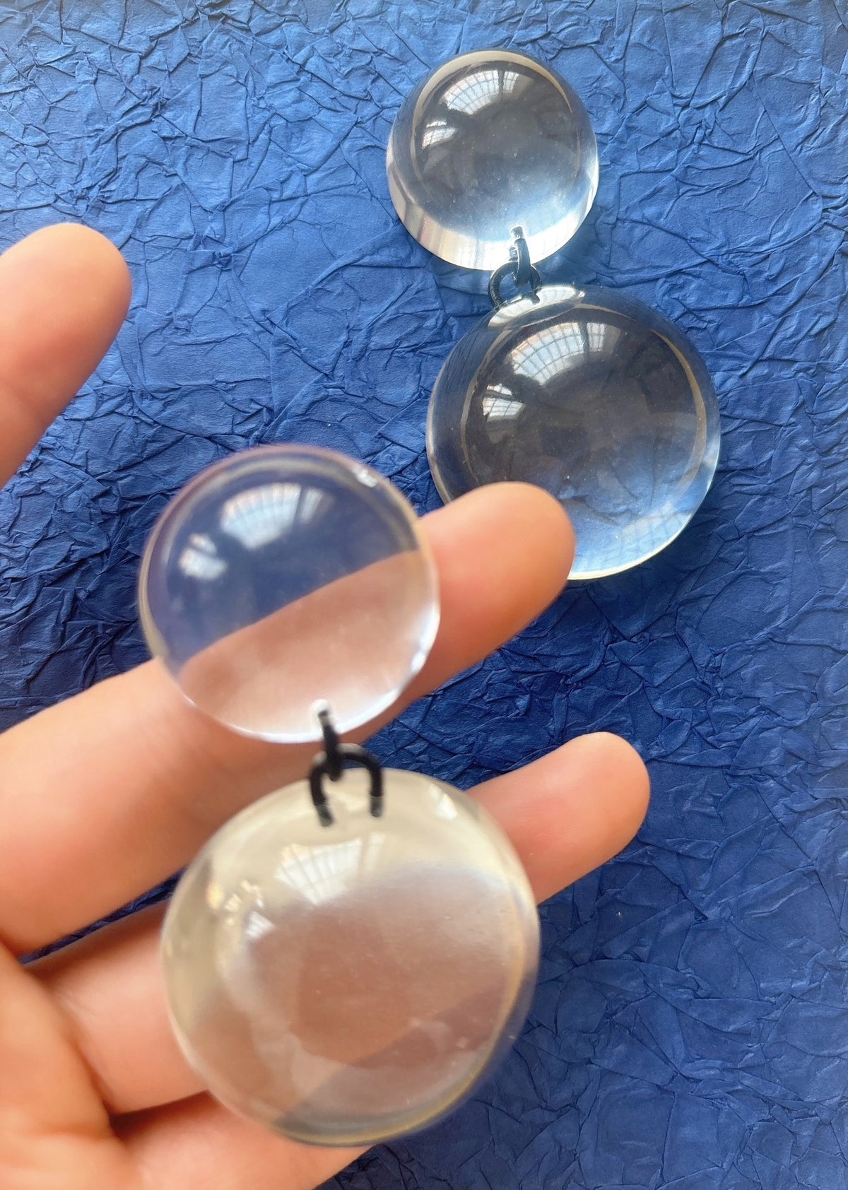 Oversized Clear Dome Drop Earrings