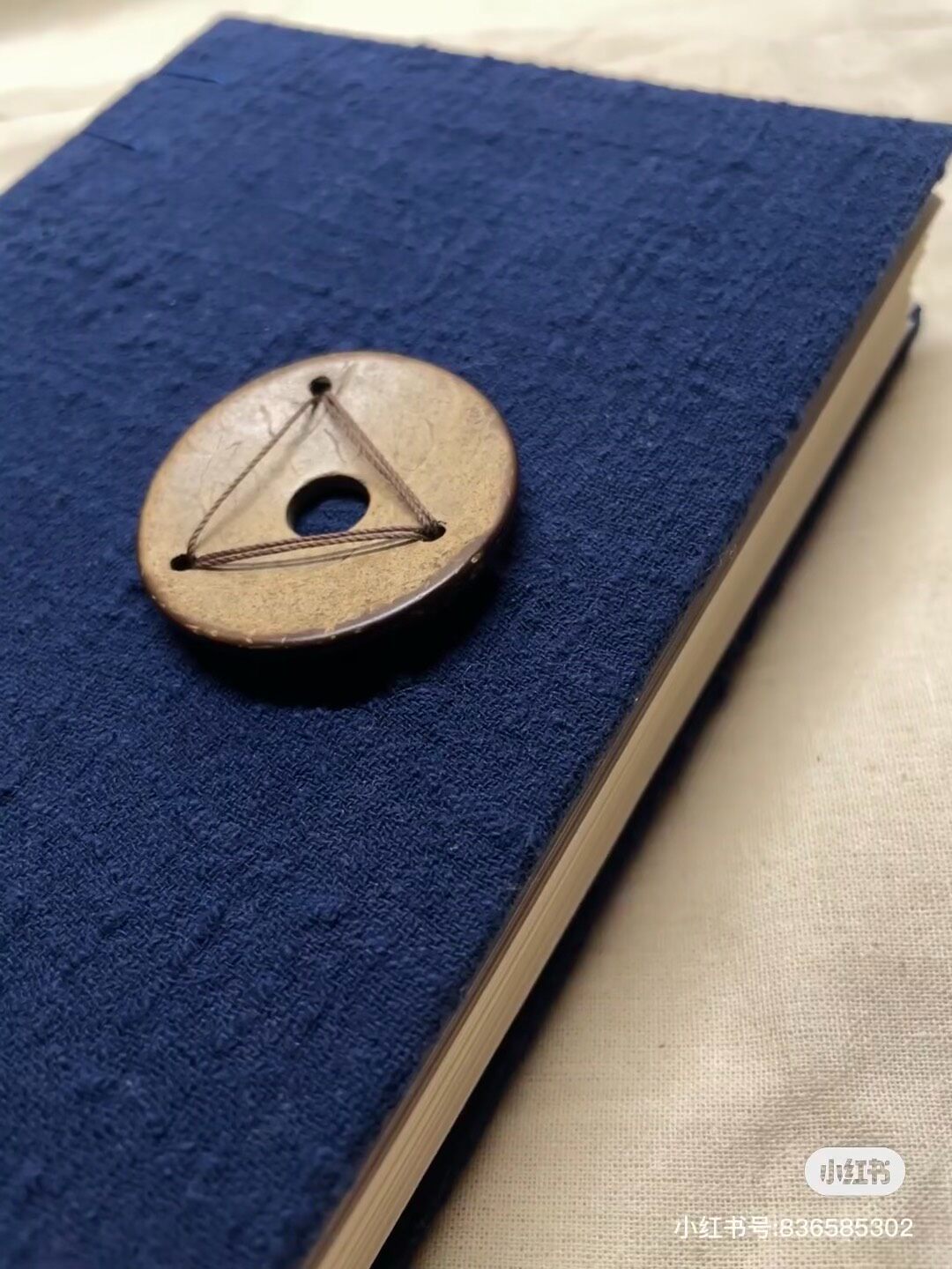 ハンドメイド ネイビー 露出背綴じノート