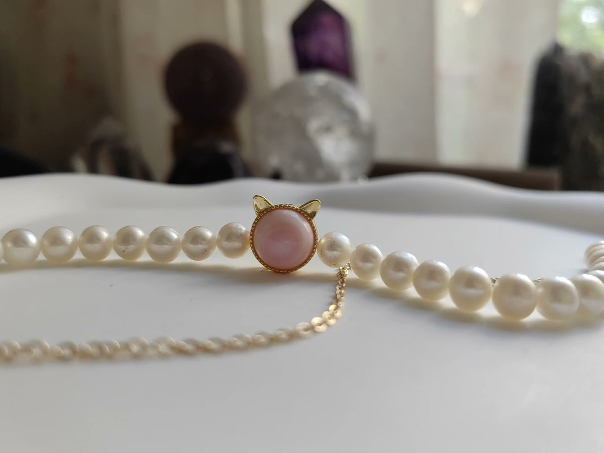 Pulseira de Pérolas Naturais, Gato e Queen Conch
