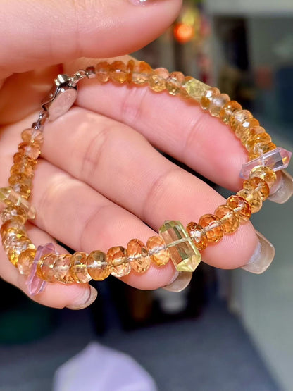 Handcrafted Faceted Gemstone Bracelet with Geometric Accents