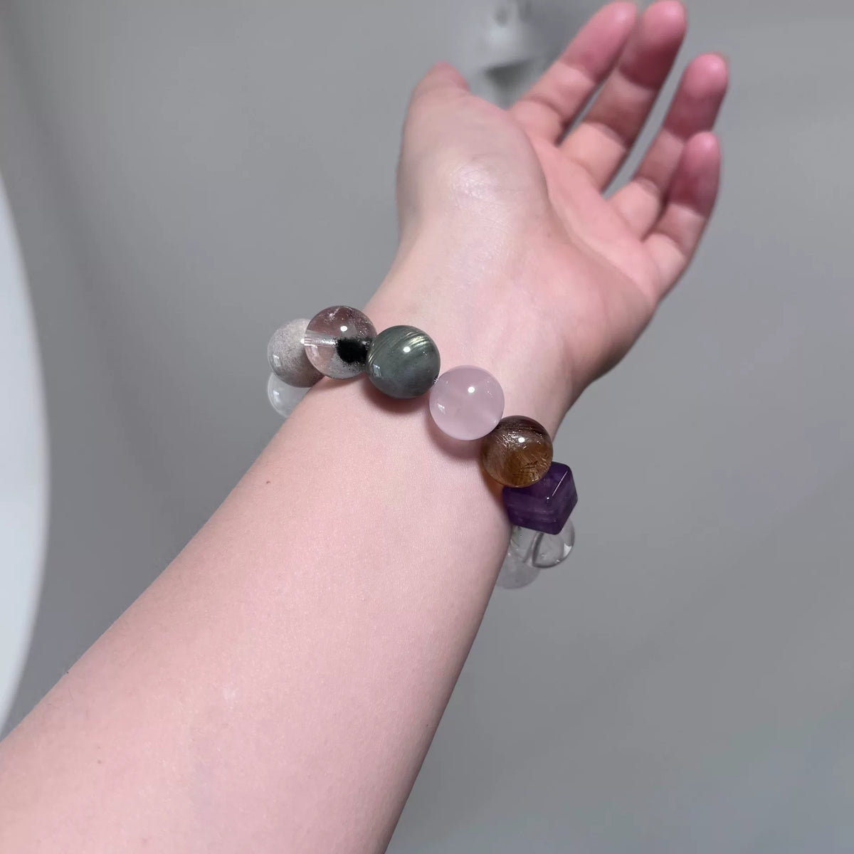 Multi Gemstone Crystal Beaded Bracelet 15mm