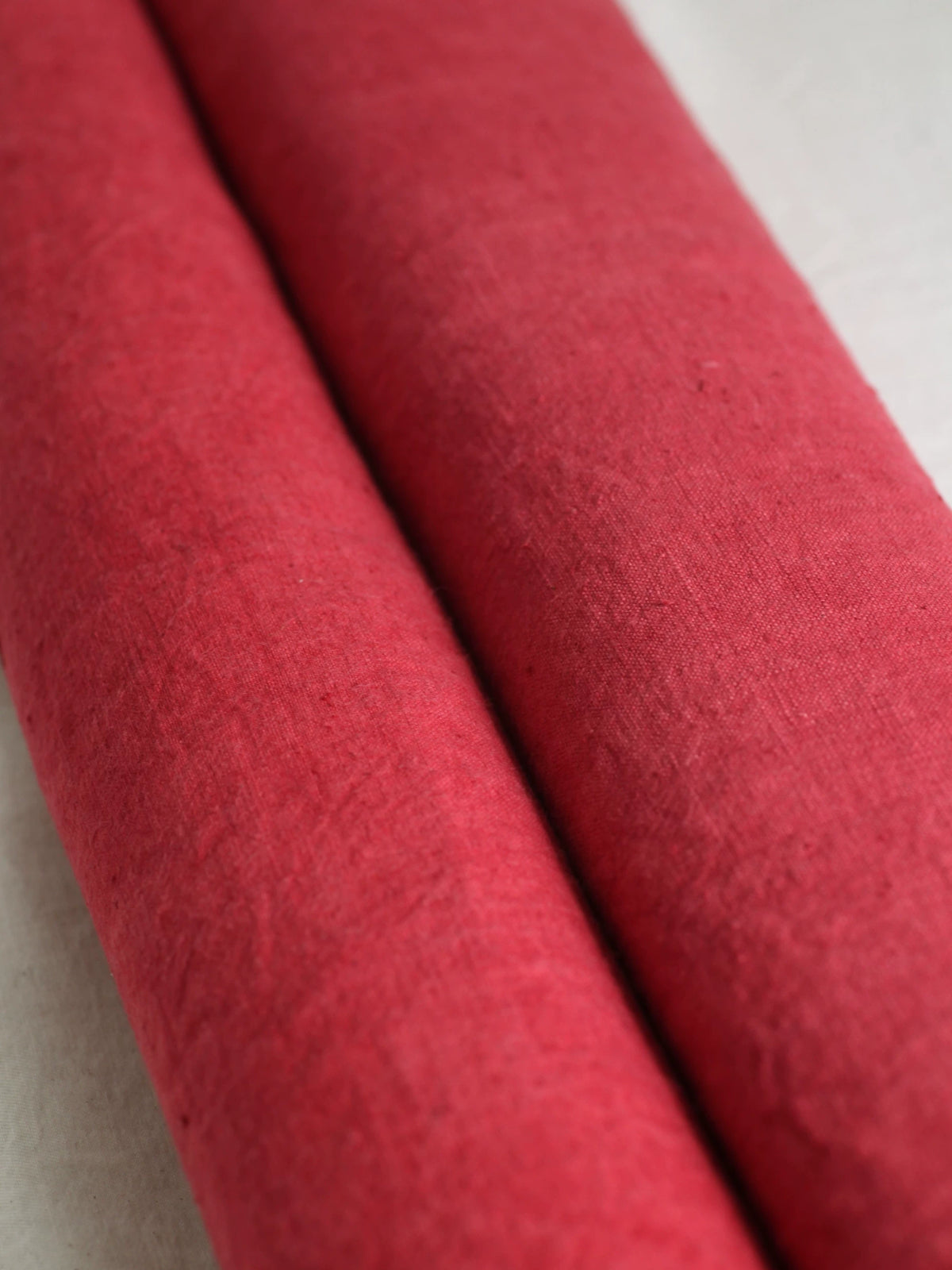 Met planten geverfd Rood Handgeweven Homespun Stof 50cm