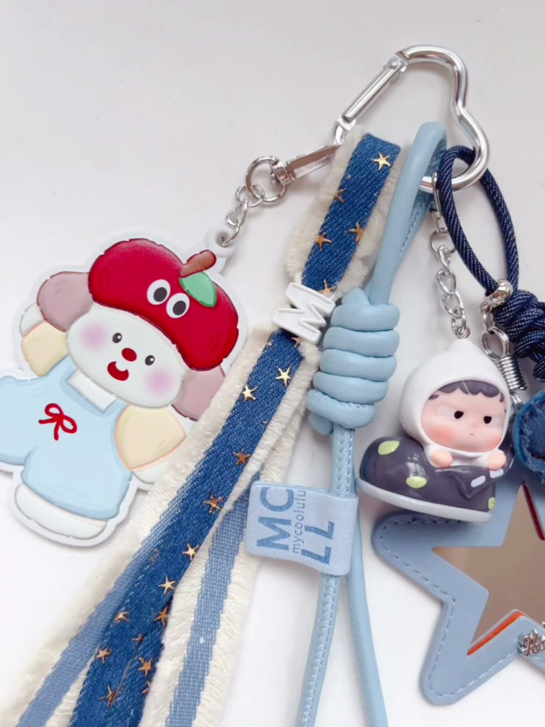 Blue Bag Charm Set With Star Mirror